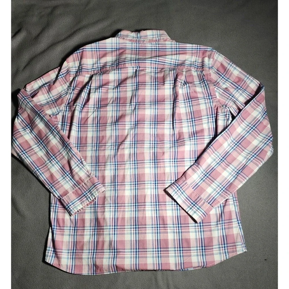 Sonoma Dress Shirt Mens Large White Red Plaid Button Down Collared Long Sleeve